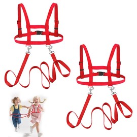 Pack of 2 Horse Lead for Playing for Children, Horse Harness for Children to Play, Adjustable Horse Lead Children, Wooden Horse Accessories, Horse Harness for Playing for Boys Girls Role Play (Red)