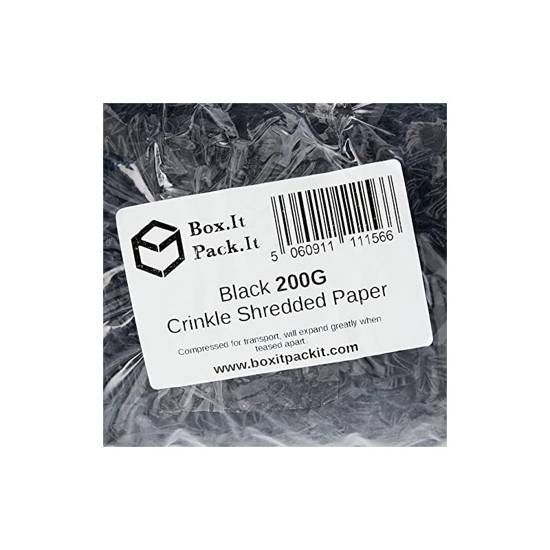 Box.it.pack.it Shredded Crinkle ZigZag Kraft Paper, Black, 200g