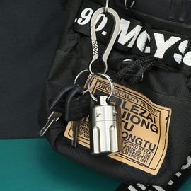 DXDUS Titanium Waterproof Pill Case Keyring, Mini Pill Holder Necklace, Keychain Pill Storage Bottle, Small Pill Capsule Container for Outdoor Travel Purse Pocket Daily