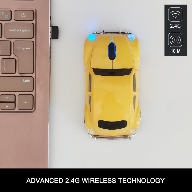 WUQIDA Wireless Car Mouse, Funny Car Shaped Mouse 2.4GHz Optical