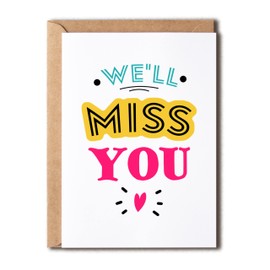OystersPearl We'll Miss You Card - Goodbye Card Retirement Card From Coworkers - Sorry You're Leaving - Leaving Card For Colleague - Modern Leaving Card, 5 x 7 inches