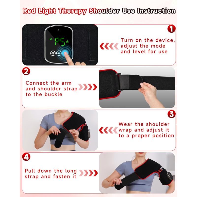 Cordless Red Light Therapy for Shoulder Pain with Massage &