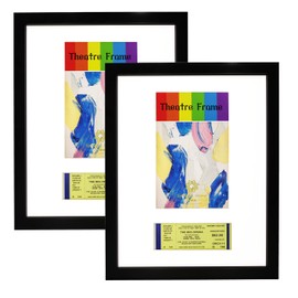 SparklyHome 2 Packs, Black Theatre Frame with Double White Mats, Theatre bill Frame, Holds 5.5x8.5-inch Theatre bill & Ticket for Wall Display