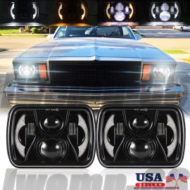 Unbranded Pair 5x7" 7x6" LED Headlights DRL For Chevy El Camino 78-1981 Malibu Classic LUV