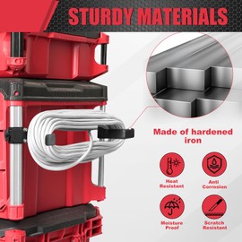 Extension Cord Holder Compatible with Milwaukee Packout Toolbox, Packout Toolbox Cord Storage Solution,Corner Rail clips Including