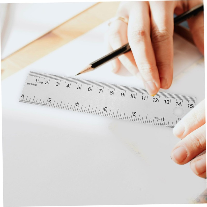SHINEOFI Stainless Steel Cork Back Ruler Non Slip Metal Measuring