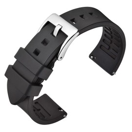 ANNEFIT Fluoro Rubber Watch Band, 0.8 inches (20 mm), Fluorine Rubber Watch Strap, Quick Release, Black