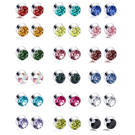 Torniro 18 Pairs Magnetic Stud Earrings Colors CZ Clip on Non Piercing Fake Stud Earrings Set for Women 6mm