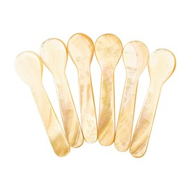 DUEBEL Set of 6 Mother of Pearl MOP 7x2cm Spoons for Caviar, Egg, Icecream, Coffee Serving (Shining Sea Pearl Shell Spoon)