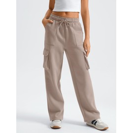 AUTOMET Womens Sweatpants Wide Leg Cargo Barrel Pants Fall Fashion Outfits Sweats Baggy Winter Clothes Parachute Joggers CoffeeGrey M