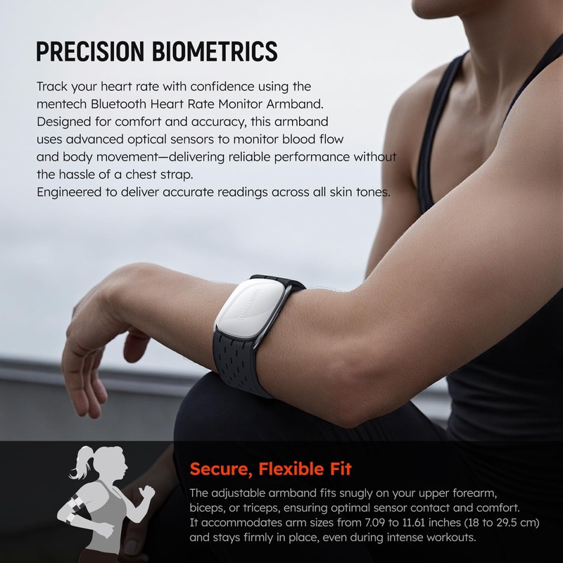 mentech Heart Rate Monitor, Advanced Sensor, Precise Data, 140 Hours