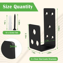 2x4 Door Barricade Brackets, Catcan Heavy Duty Door Barricade Security Bar U Bracket for Home, Garage, Barn, Shed, Garage, Gate Security (4)