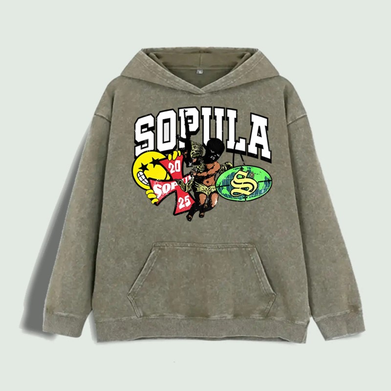 SOPILLA Street Graphic Hoodie 100% Cotton US Warehouse 6 ColorsColor: