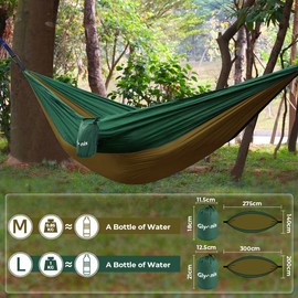 Glymnis Camping Hammock for 2 Person Nylon Lightweight Portable Double Hammock with Straps for Camping Backpacking Beach Garden