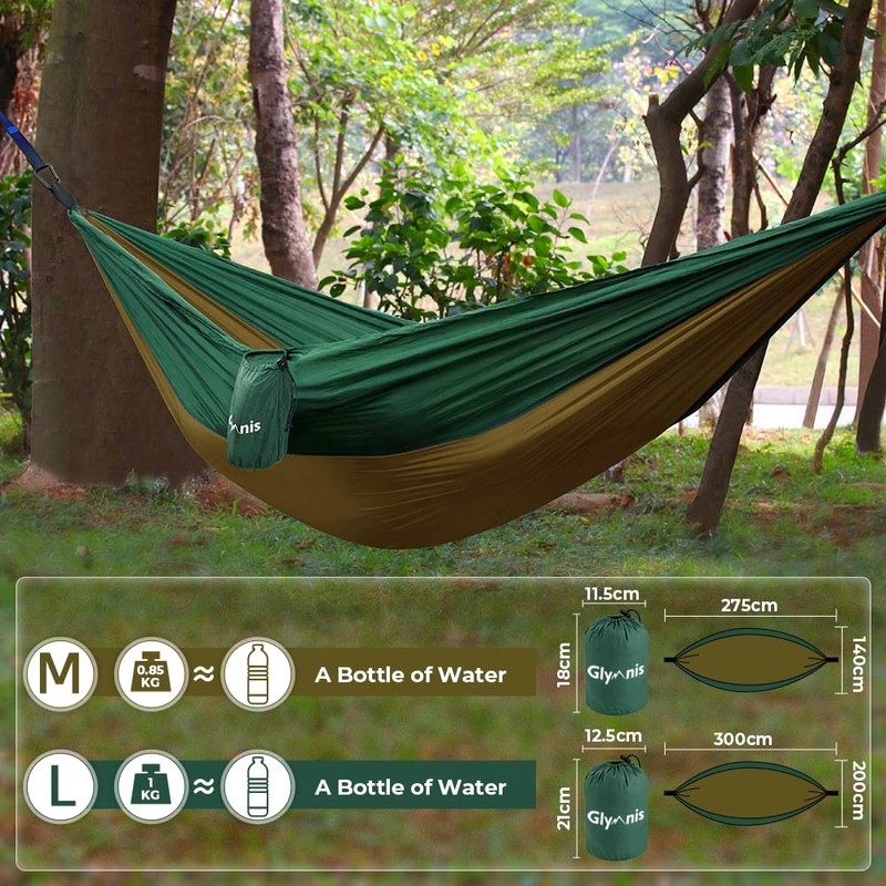 Glymnis Camping Hammock for 2 Person Nylon Lightweight Portable Double