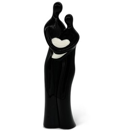 FeinKnick Loving Couple in Black & White Ceramic Decorative Figure 28 cm High as a Symbol of Love & Happiness - Hand-Painted Sculpture in Black and White for Decoration - Good as a Gift & Wedding