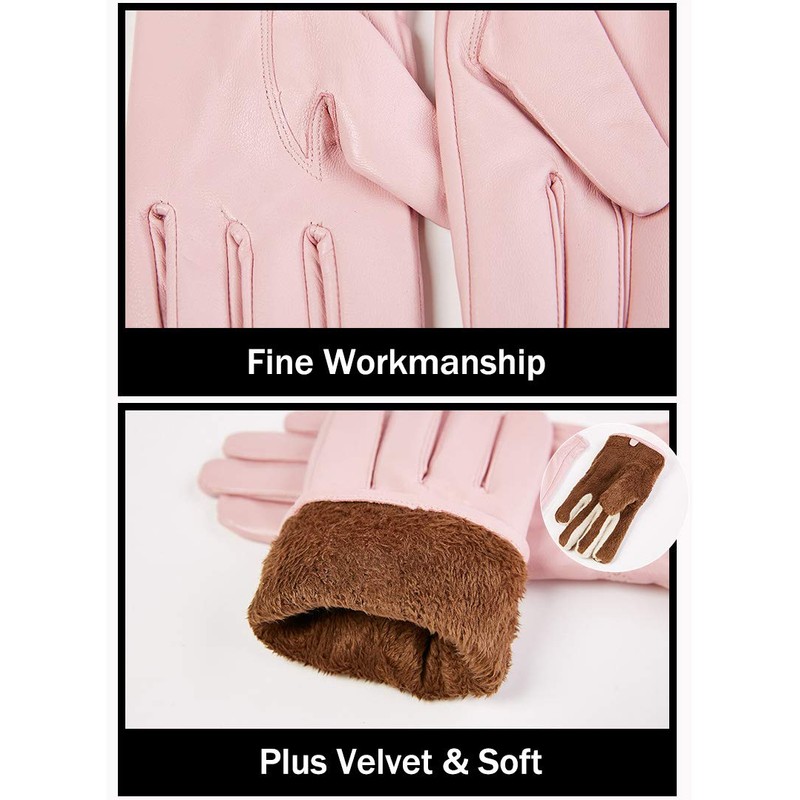 SK Studio Child Winter Leather Gloves,Sheepskin Warm Sizes Gloves Black