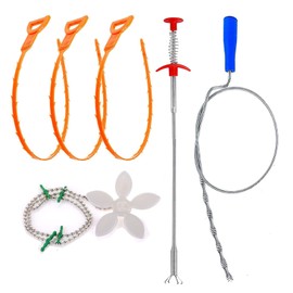 Forliver Drain Snake,6 Pack Shower Drain Unblocker,Multifunctional Sink Unblocker Tool 6 in 1,Reusable Drain Unblocker Hair for Sewer, Bathroom Drainage,Kitchen Sinks