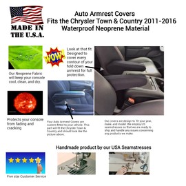 Auto Armrest Covers-Neoprene Fabric fits The Chrysler Town & Country 2011-2016 Armrest Covers for Front Bucket Seats.1 Pair (XLSLM)- Tan