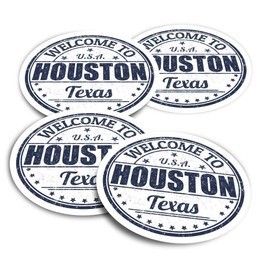 Vinyl Stickers (Set of 2) 10cm - Welcome to Houston Texas USA Travel Fun Decals for Laptops,Tablets,Luggage,Scrap Booking,Fridges #5222