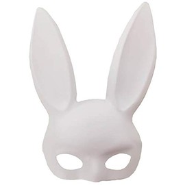 Matt White Bunny Girl Masquerade Mask with Bunny Ears