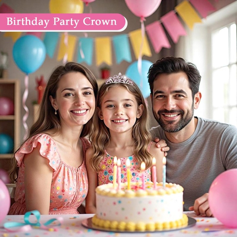 Yheahin Glitter Silver Crystal Princess Tiara Elegant Rhinestone Pearl Crown