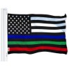 G128 Thin Blue Green & Red Line American Flag 150D
