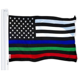 G128 Thin Blue Green & Red Line American Flag 150D Polyester 3x5 FT Printed