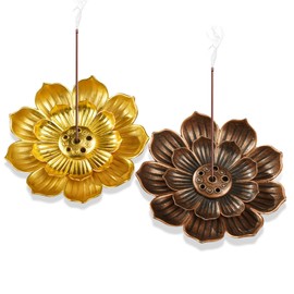 HSYTEK Pack of 2 Incense Stick Holder, Lotus Shaped Incense Stick Holder, 6-Hole Incense Stick Holder, Incense Holder for Office, Rest, Yoga Decoration