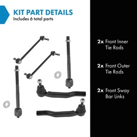 TRQ Front Steering & Suspension Kit Sway Bar Stabilizer Link Tie Rod Compatible with 2004-2010 Toyota Sienna