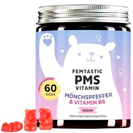 Bears with Benefits PMS Gummibärchen mit hochdosiertem Mönchspfeffer, Dong Quai, B6 - natürliche Unterstützung - hormonelle Balance bei Frauen, Zyklusregulierung - 60 Stück - Vegan - Bears with Benefits