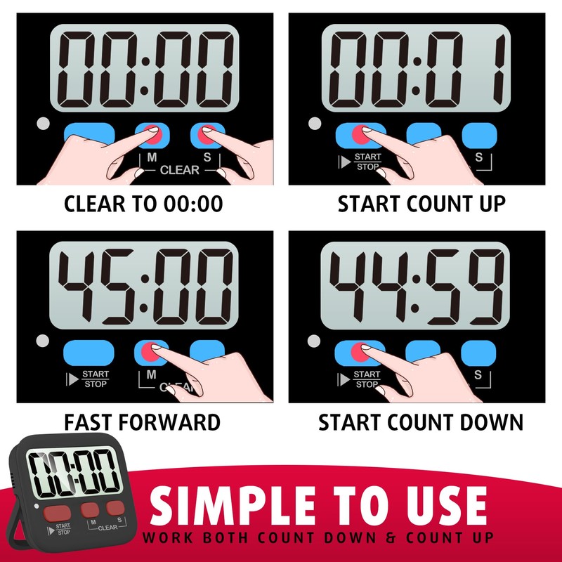 Antonki Timer, 2 Pack Timer for Kids, Kitchen Timers, Digital