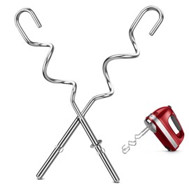 New Dough Hook for Hand Mixer Replacement for Kitchenaid Hand Mixer Dough Hooks KHM512, Stainless Steel Dough Hooks Suitable for KHM 5KSM KSM KSMO KSMH Series of Kitchenaid Mixer Hand Held, Set of 2
