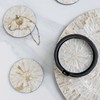 I-lan 6Packs Mother of Pearl Coasters with Holder, Shiny Cream