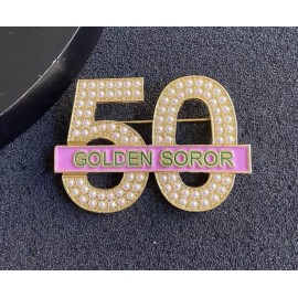 AKA, Alpha Kappa Alpha, 50 Golden Brooch/Pin with Keepsake Pouch