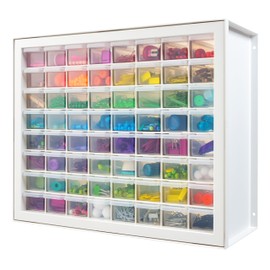 IRIS USA Bead Organizer Storage Bin Drawer Cabinet, 64-Drawer Plastic Organization Chest for Screws Bolts Nails Hardware Small Parts Electronics Charm Tools Scrapbook Art Craft Hobby Supplies - White