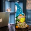 FLJZCZM Solar Garden Gnome Statue with Light, Funny Blue Hat