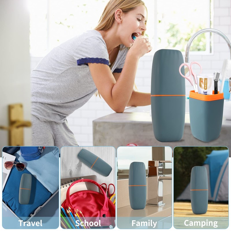 GQZ Travel Toothbrush Container Case, Portable Toothbrush Holder, High-Capacity Multifunction
