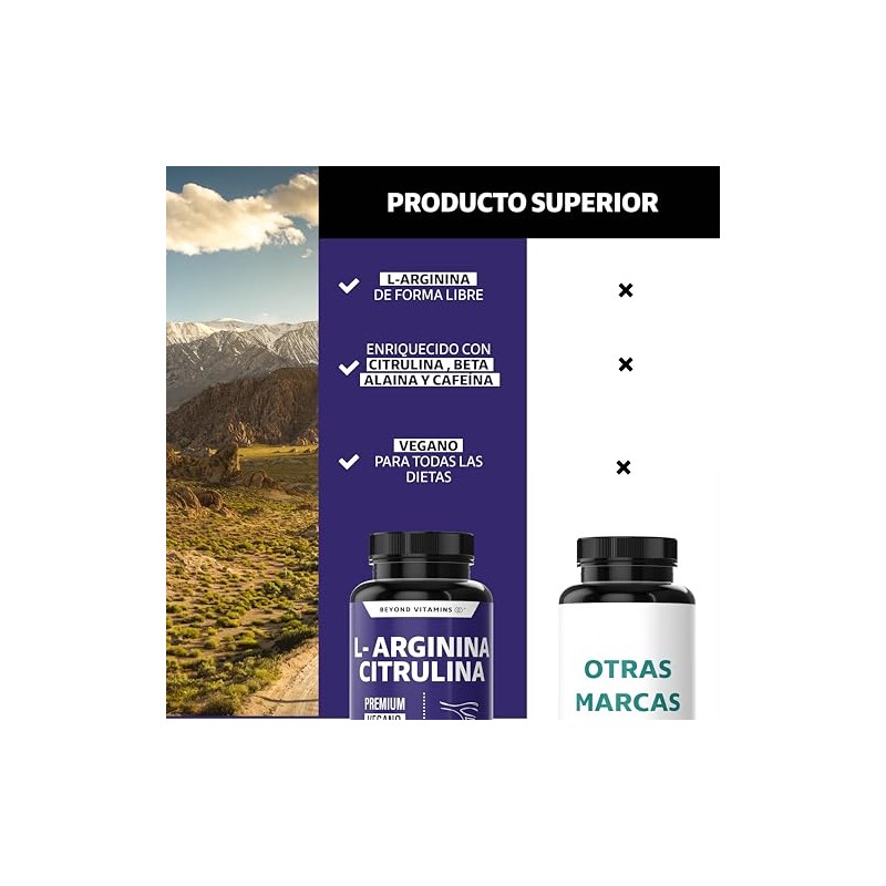 L-Arginina 1000mg + Citrulina + Beta Alanina + Cafeína (de