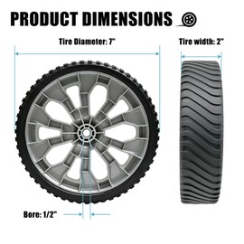 Sutmorly 7 inch Front Wheel Assembly for Most Walk-Behind Mowers, 7" Lawn Mower Plastic Wheels Replaces for Troy-Bilt MTD 634-05272, 2 Pack