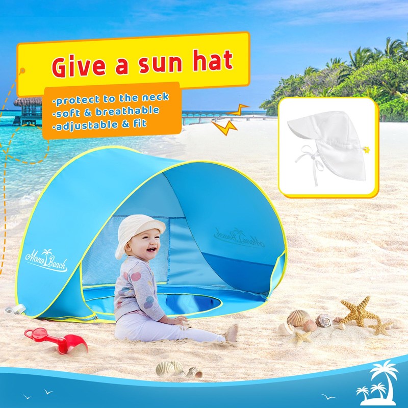 Monobeach Baby Beach Tent with Sun Hat Pop Up Portable