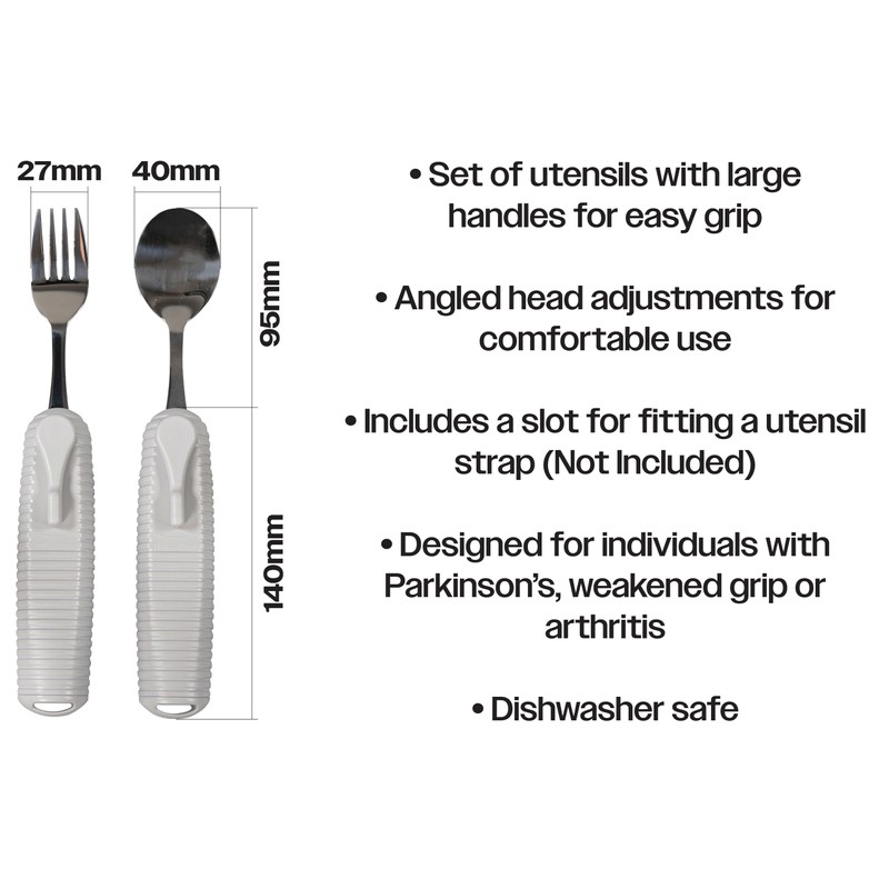 Aidapt Adaptive Large Handled Fork and Spoon Set Utensils with