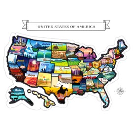 Large 23x16 Scratch-Off USA Map - Hand-Drawn Travel Design with Accessories, Laminated for Home Décor - Deluxe States Tracker, Road Trip Gift, Perfect for Travelers, Adventure & Geography Lovers