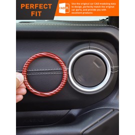 Savadicar Red Carbon Fiber Interior Accessories - AC Air Vent Trim Ring Cover for 2018-2023 Jeep Wrangler JL JLU 4XE & Gladiator JT - Premium Texture Interior Decor Upgrade Option, 4-Piece