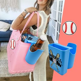HMGES Soccer Phone and Cup Holder for Bogg Bag,With 1 Soccer Mom Charm,ABS Organizer Accessories for All Brands/Sizes Rubber Beach Bag