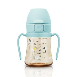 Grosmimi PPSU Straw Cup with Flip Top - 6oz (200ml) - BPA-Free, High-Quality PPSU, Leak-Free Design, Easy to Clean, One Touch Cap - Color: Peach Flower