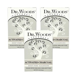 Dr. Woods Deep Pore Cleansing Activated Charcoal Bar Soap with Organic Shea Butter, 5 Ounce (Pack of 3)