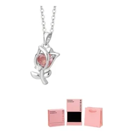 Collar Tulipán Dije Plata 999 Lujo Joyería Mujer Dama Esposa