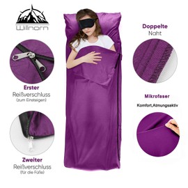 WILLNORN Sleeping Bag Liner,Travel Sheets & Adult Sleep Sack for Backpacking,Hotels & Hostels,Lightweight Single Camping Sleeping Bag Liners for Travel Business Trips-Purple