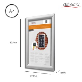 Deflecto A4 Snap Frame Silver - Aluminium Clip Frame for Certificate, Wall Display & Photo Hanger - Poster Holder with Convenient Front Opening Clips